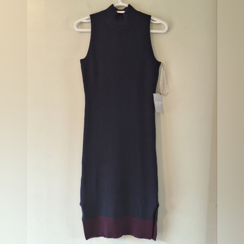 NWT Athleta Winterlude Sz XXS Merino Wool Burgundy Mockneck Sleeveless Dress - Picture 1 of 7